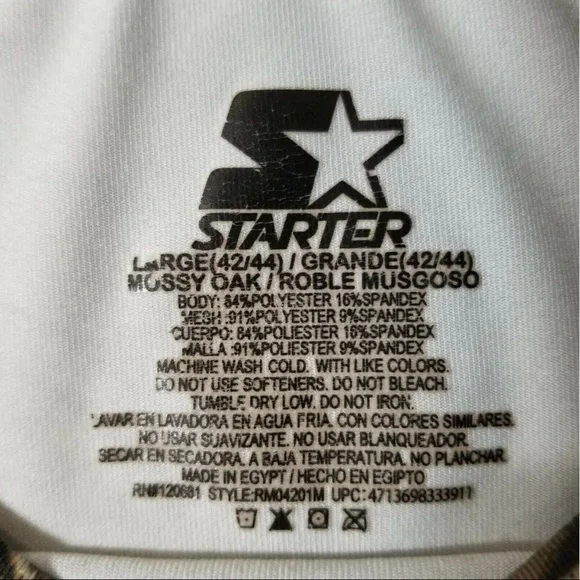 Starter Dri Star Mossy Oak Break Up Infinity Mens Camouflage Hunting Real Tree L - Picture 4 of 6